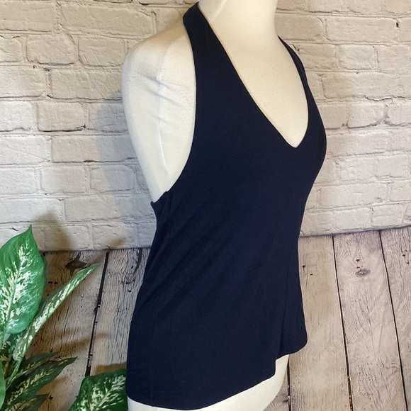 Chaps Navy Size large halter top with scoop back - Picture 3 of 6